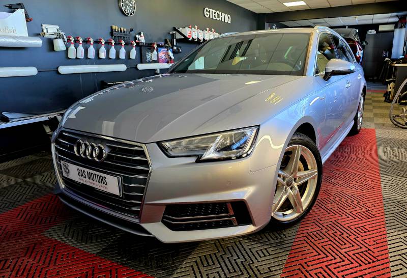 AUDI A4 V AVANT 2.0 TDI 190 QUATTRO S LINE S TRONIC gris clair face avant gauche