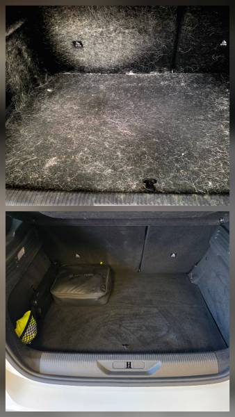 Nettoyage avant après poils de chien coffre Peugeot 308 Hybride